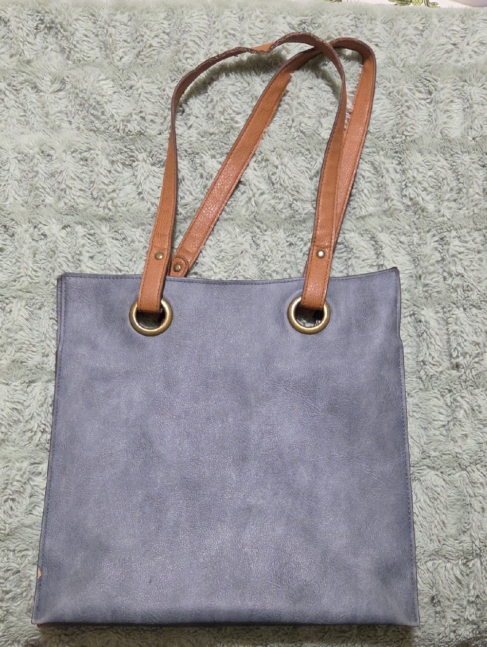 Carlos Santana Gray Tote with Brown Straps